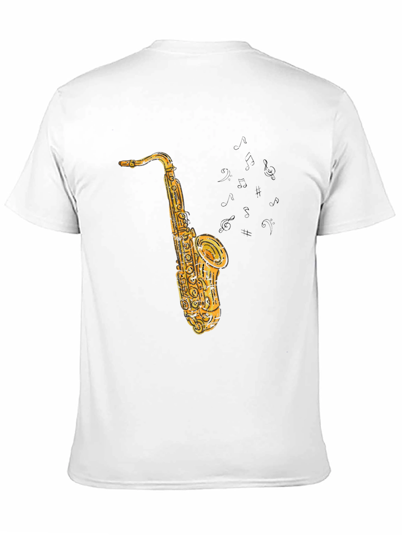 Black Saxophone Graphic Tee - Black Cotton T-Shirt view 11