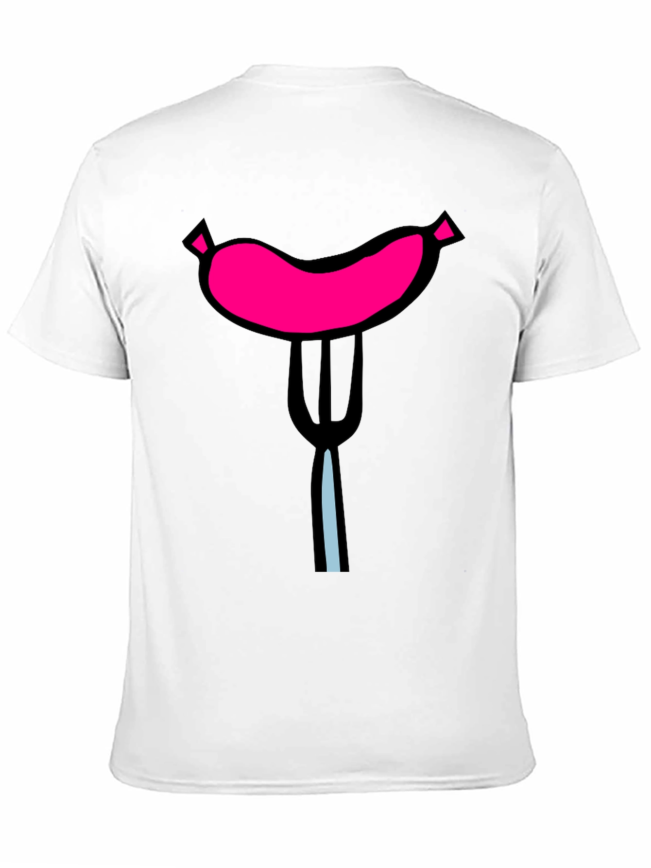 Black Funny Sausage on Fork Black T-Shirt view 11