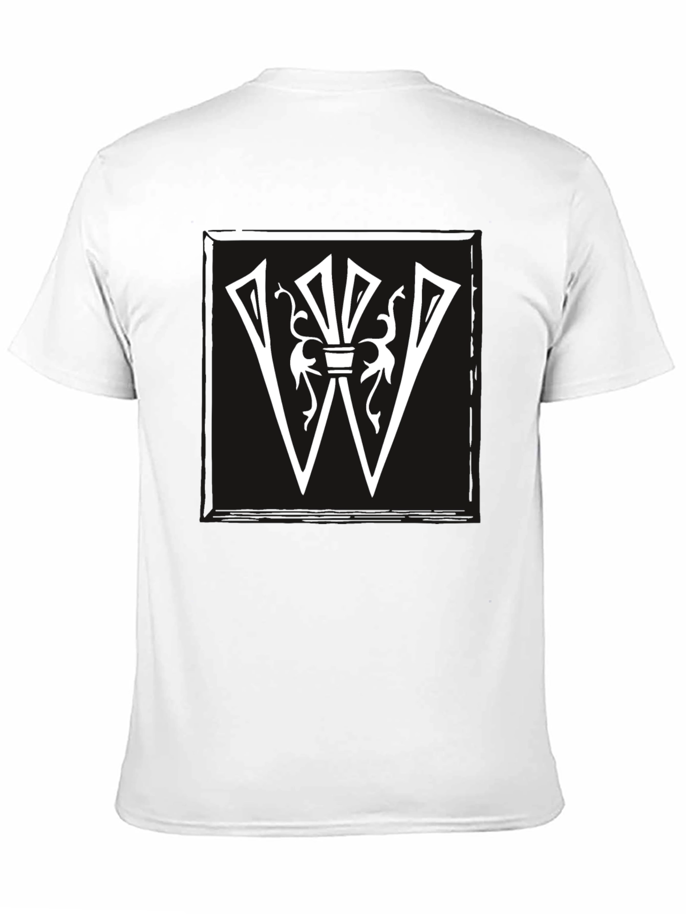 Black Graphic Tee: White Letter W Design on Black Shirt view 11