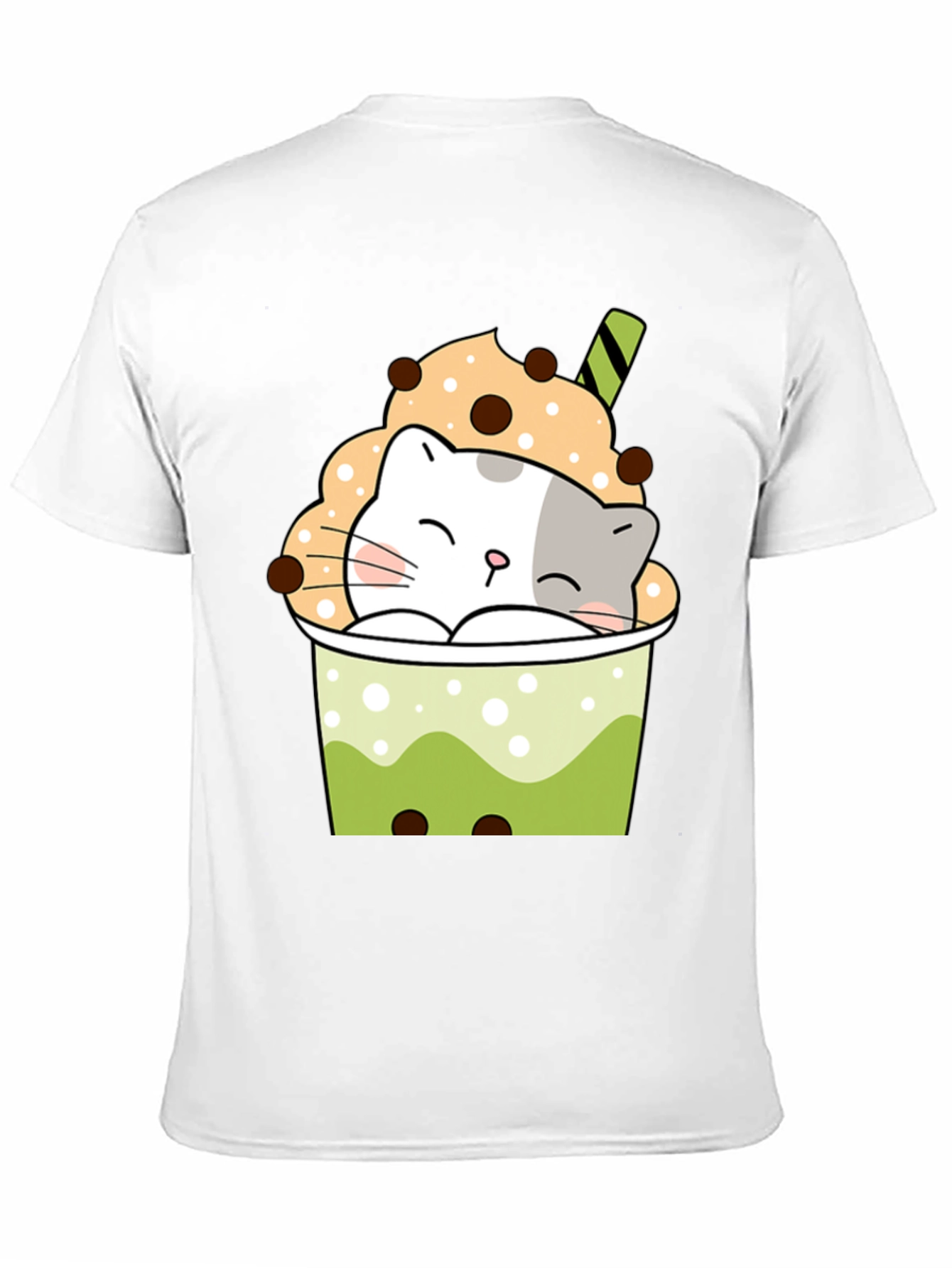 Black Cute Boba Cat Black T-Shirt view 11