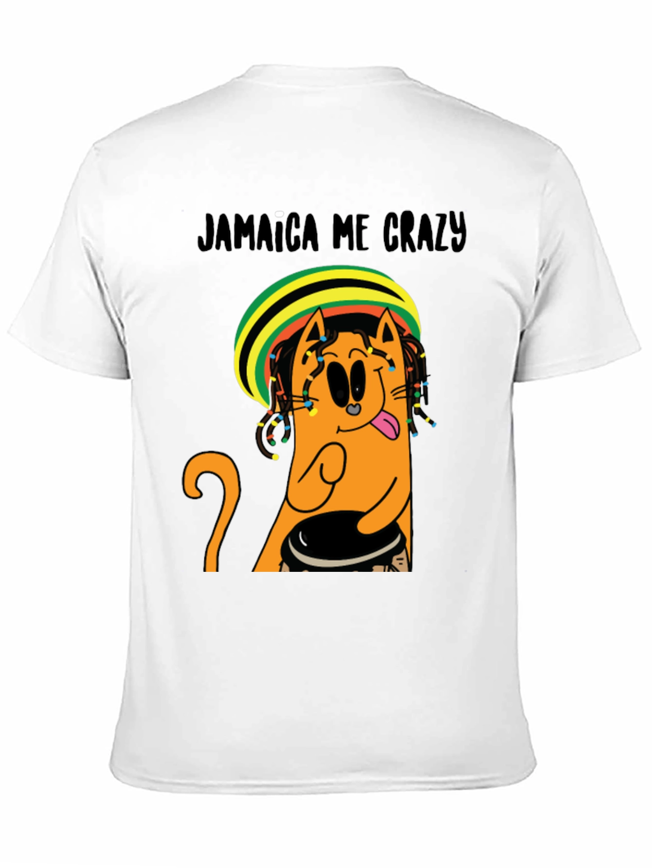 Black Jamaica Me Crazy T-Shirt - Cat Reggae Design view 11