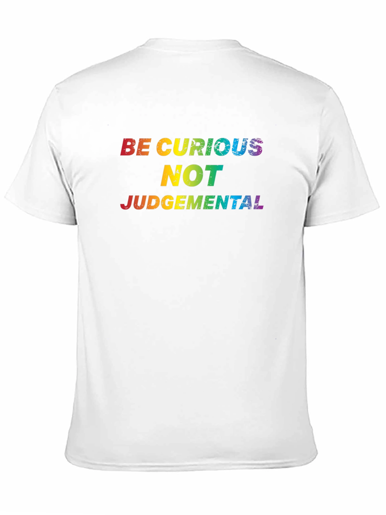 Black Be Curious Rainbow Text Black T-Shirt view 11