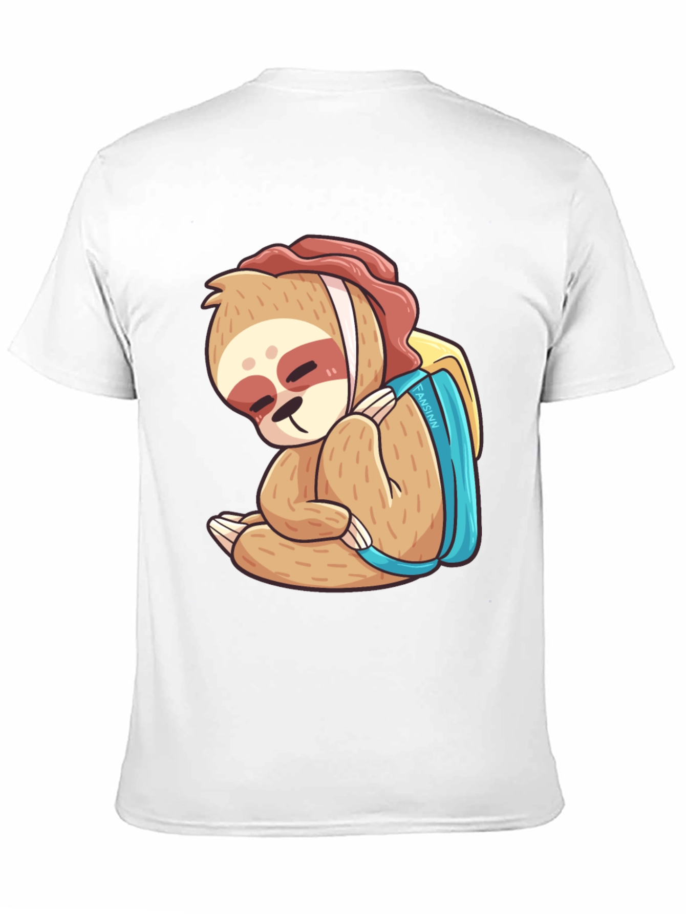 Black Sloth with Backpack Graphic T-Shirt view 11
