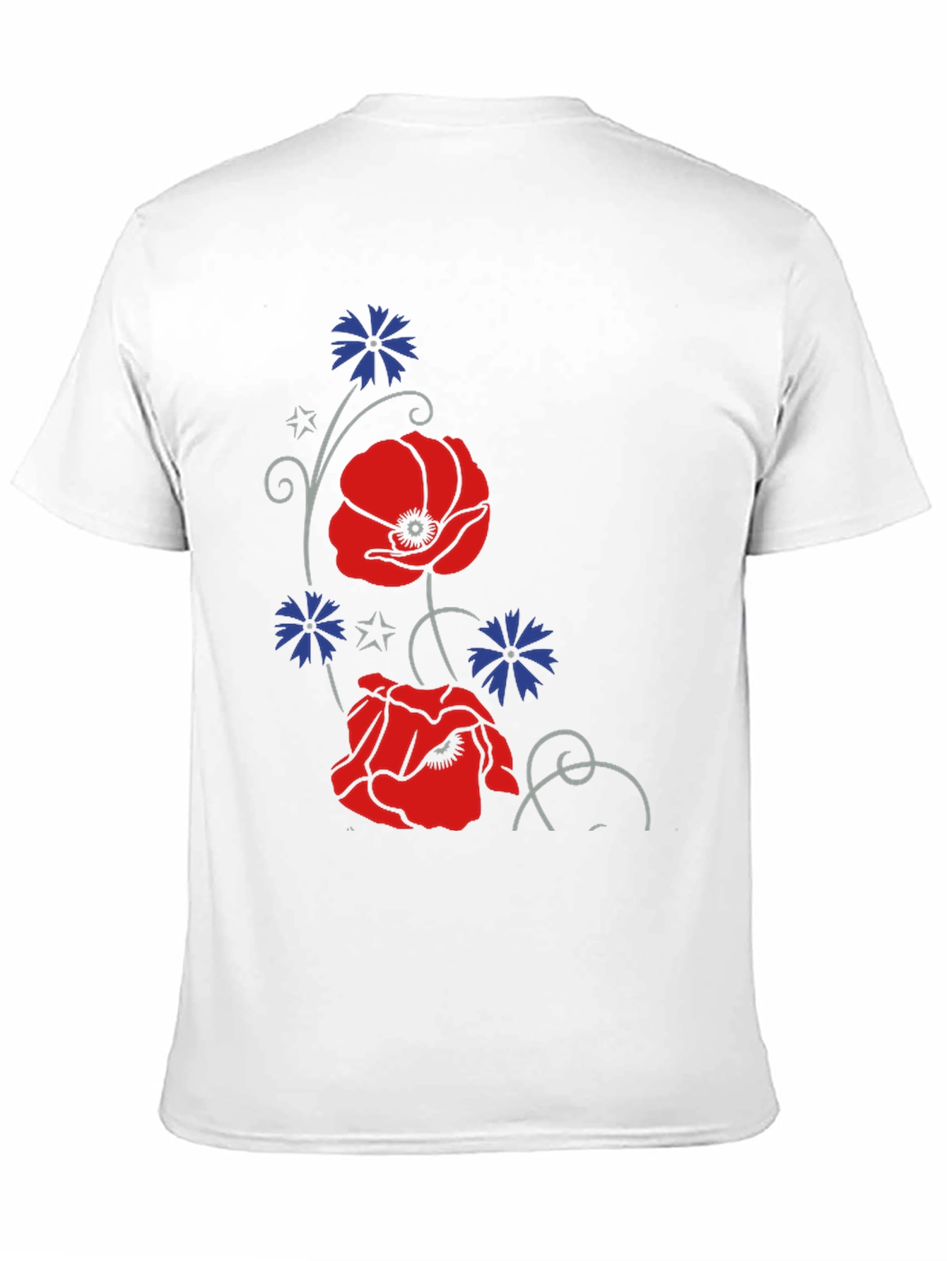 Black Floral Poppy & Cornflower Print Black T-Shirt view 11