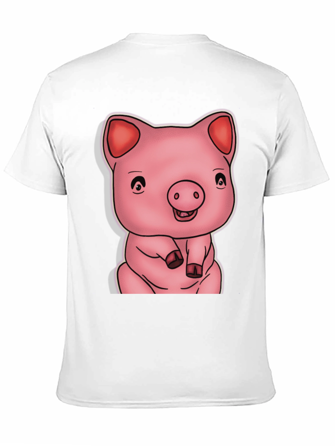 Black Cute Pig Graphic Black T-Shirt view 11
