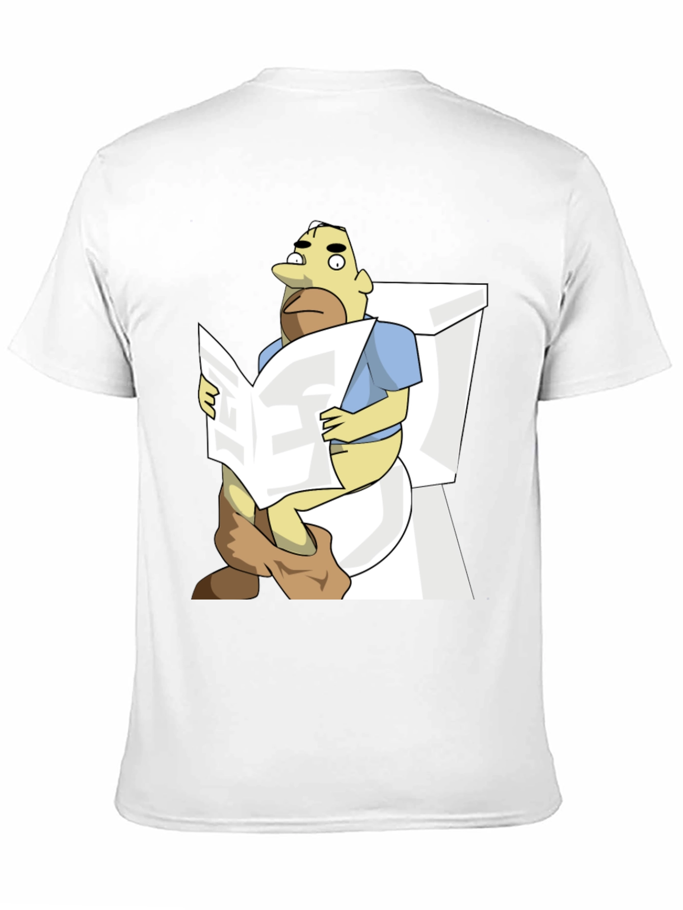 Black Humorous Cartoon Man on Toilet T-Shirt view 11