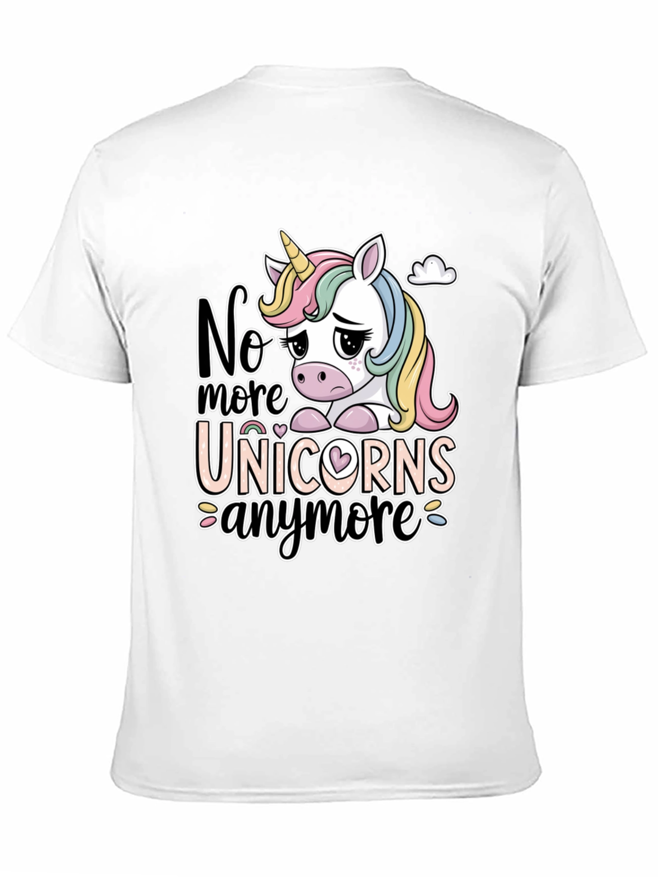 Black Sad Unicorn Graphic Tee - "No More Unicorns" Black T-Shirt view 11