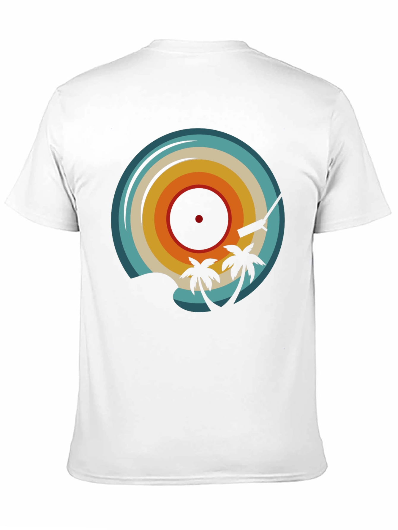 Black Retro Vinyl Record Palm Tree Graphic Tee view 11