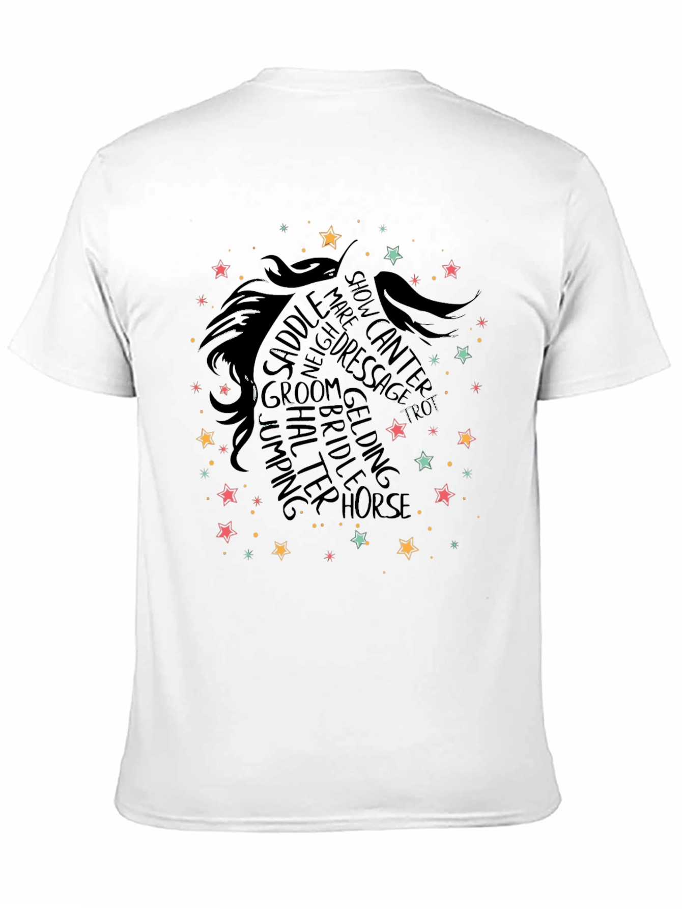 Black Horse Lover T-Shirt: Equestrian Word Art Design view 11