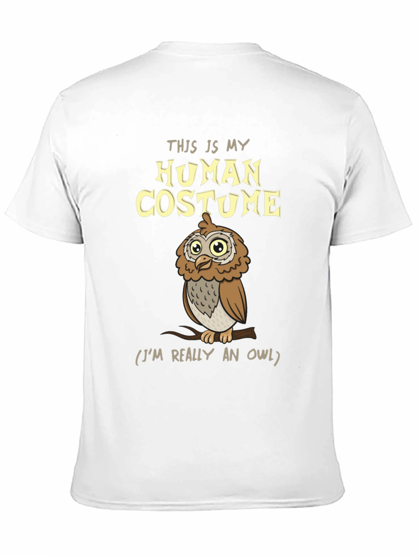 Black Human Costume Owl T-Shirt - Funny Halloween Tee view 11