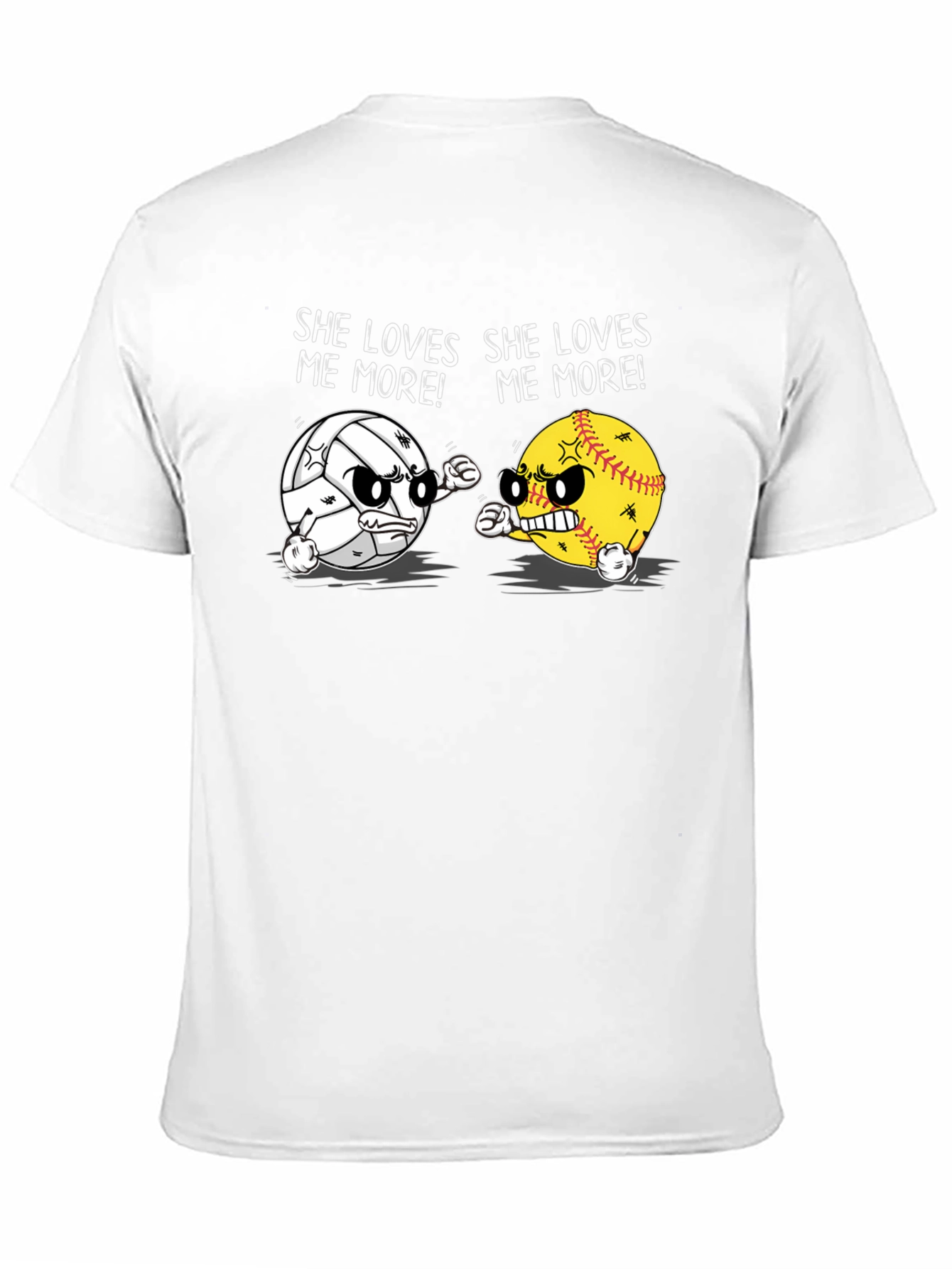 Black She Loves Me More T-Shirt: Volleyball vs Softball Funny Tee view 11