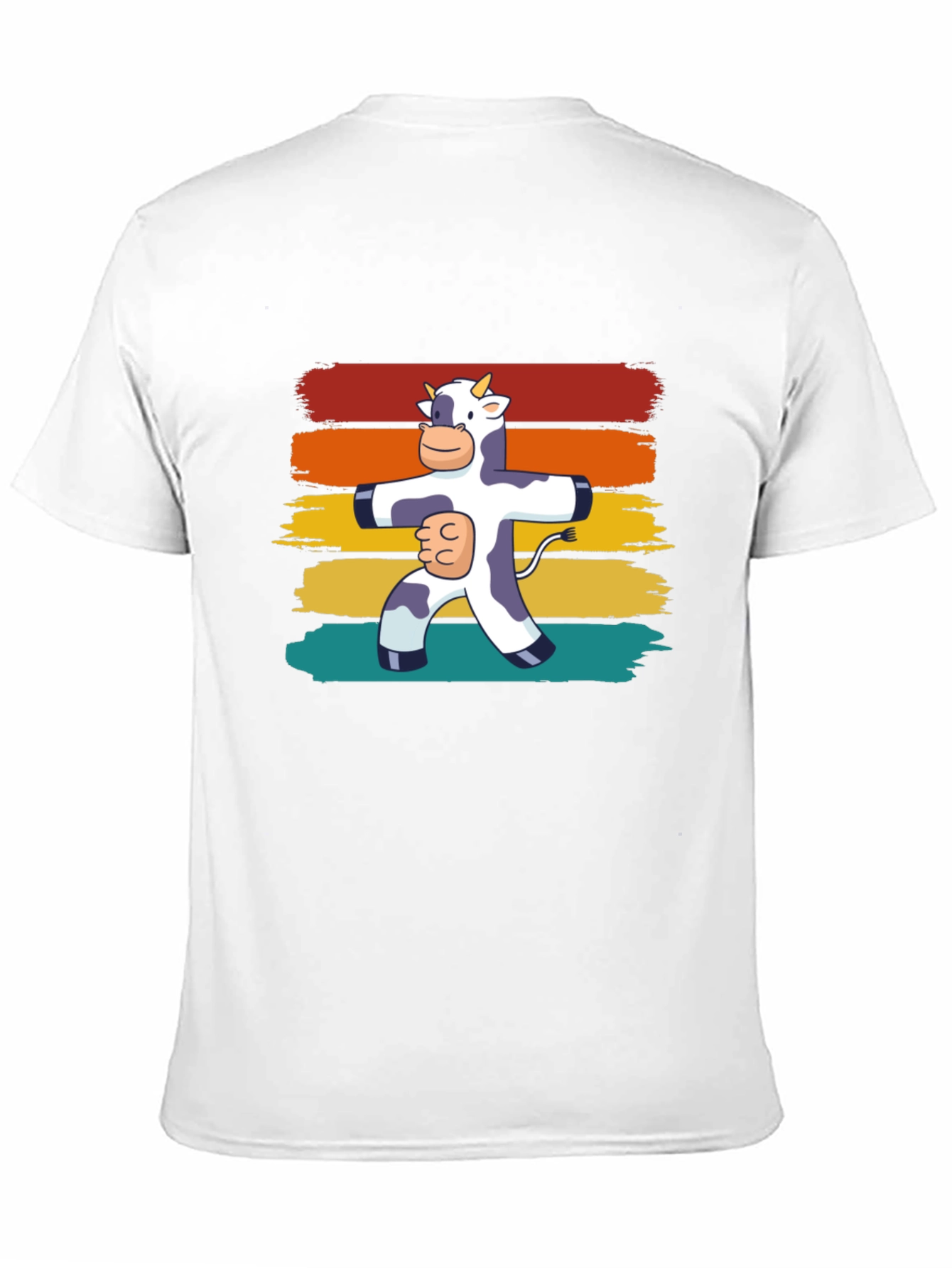 Black Retro Yoga Cow Black T-Shirt view 11