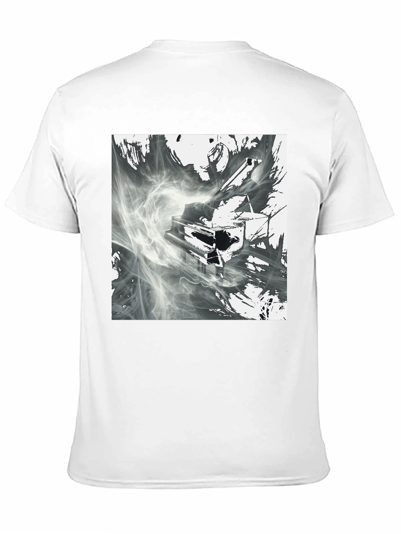 Black Abstract Piano T-Shirt - Artistic Graphic Tee view 11