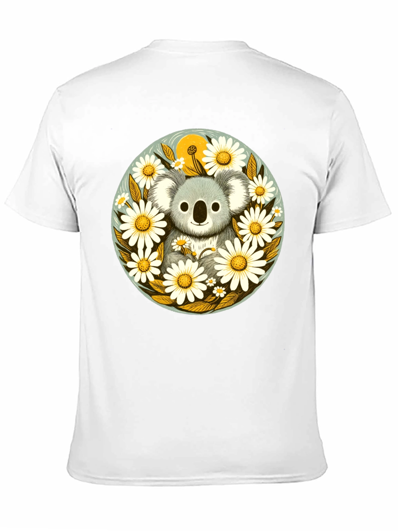Black Koala & Daisy Graphic Tee - Black Cotton T-Shirt view 11