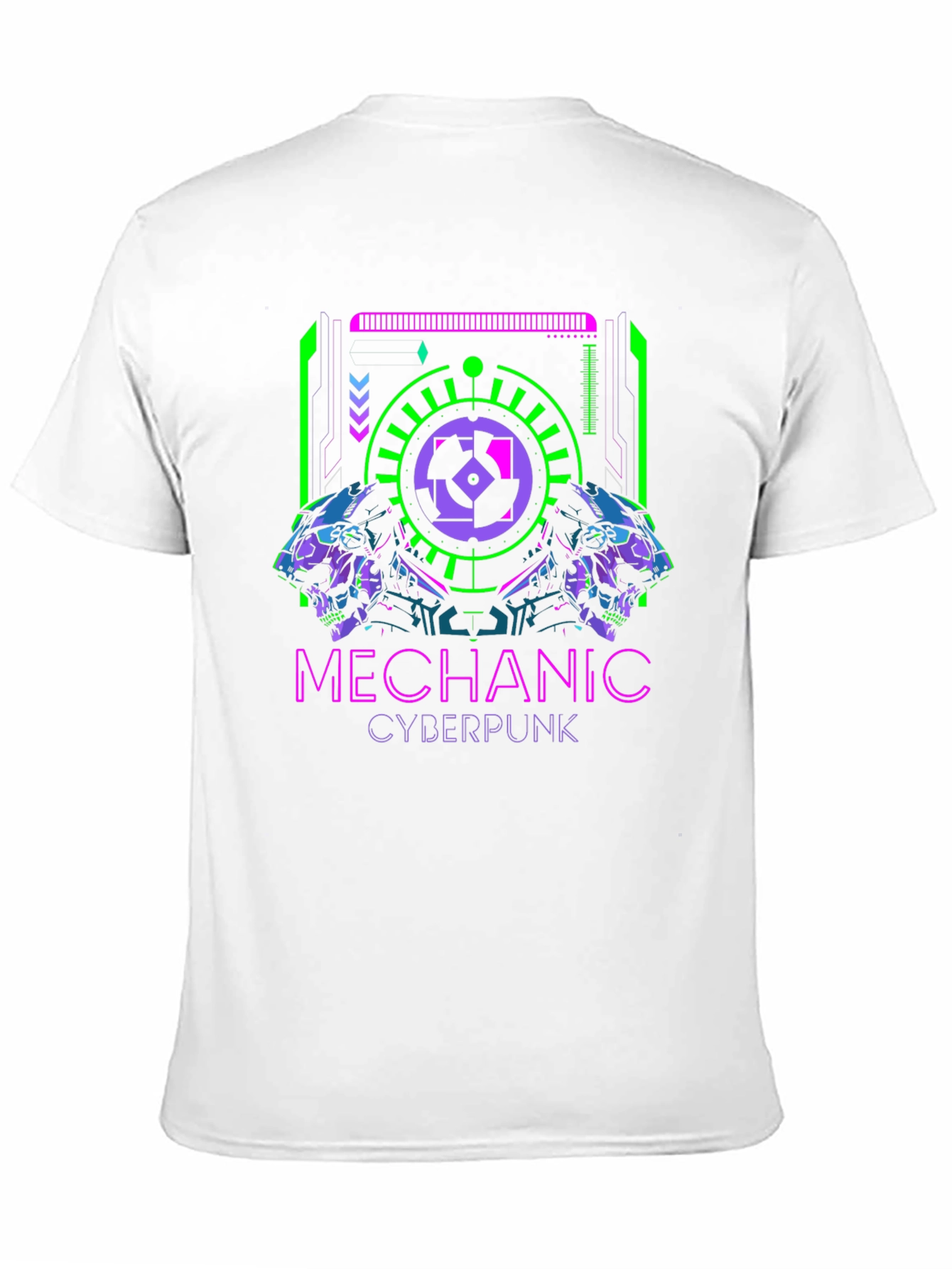 Black Cyberpunk Mechanic Graphic T-Shirt view 11