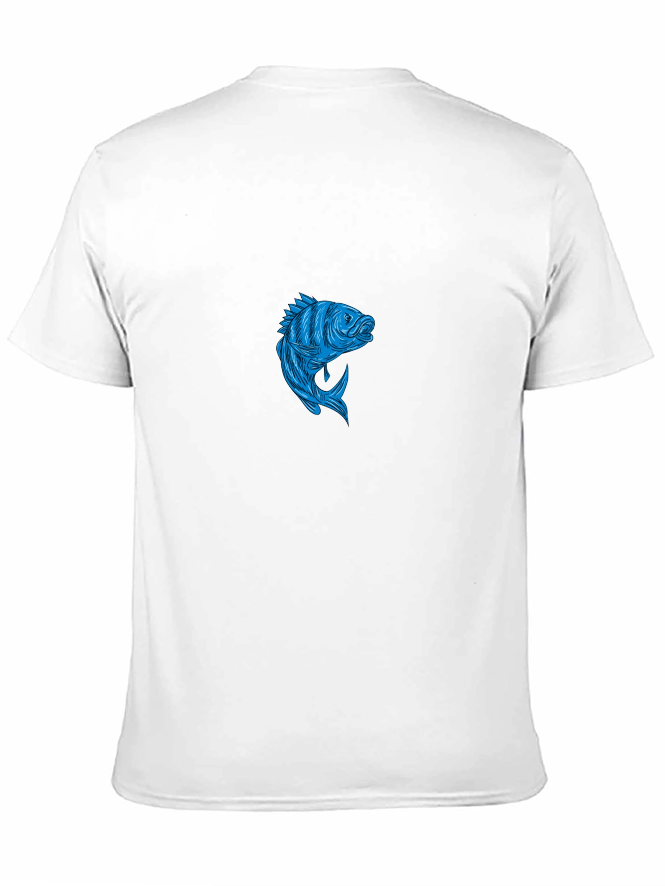 Men's Black T-Shirt with Blue Fish Graphic - 11