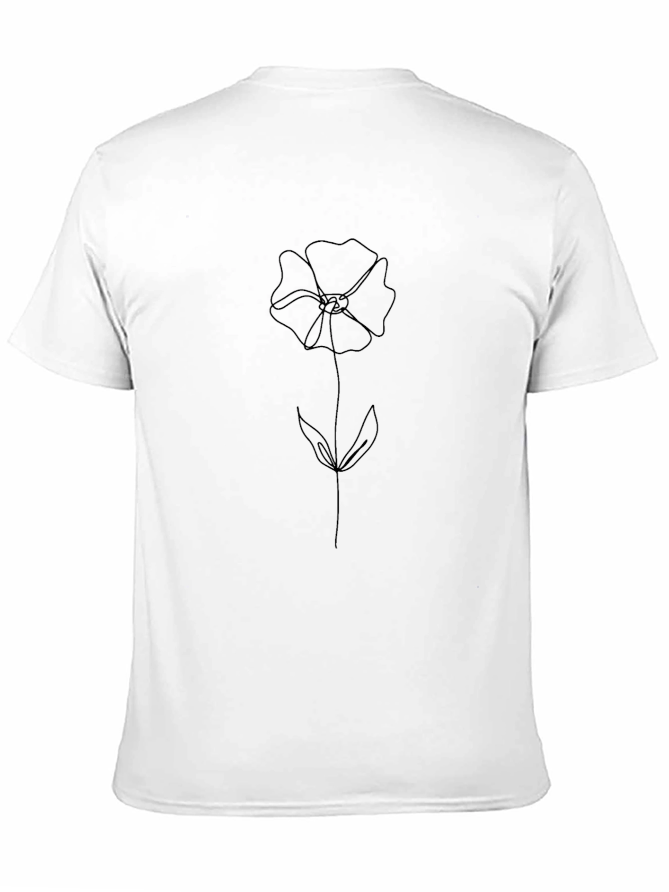 Black Minimalist Flower Line Art Black T-Shirt view 11