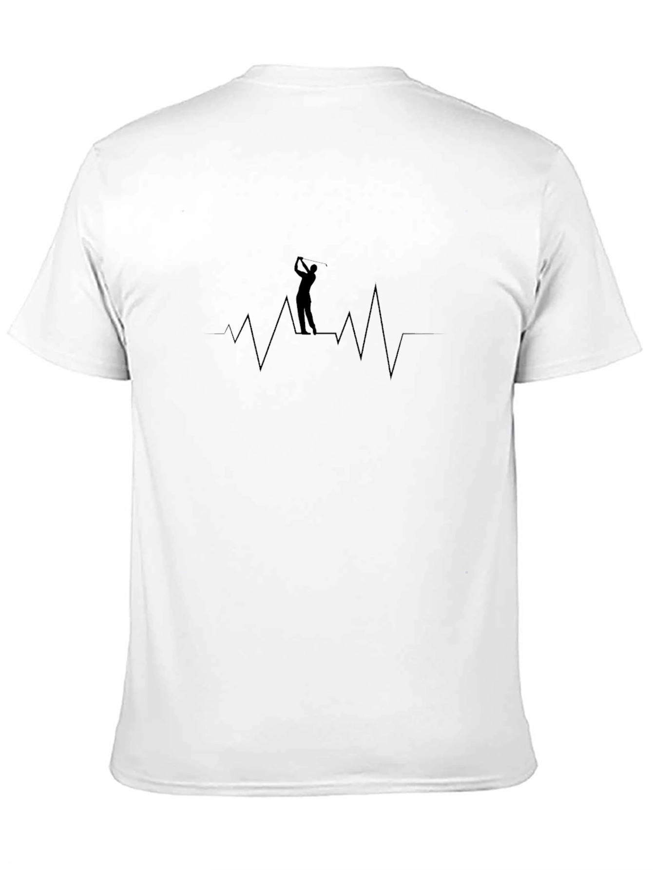 Black Golf Heartbeat Tee - Black Cotton Golfer T-Shirt view 11