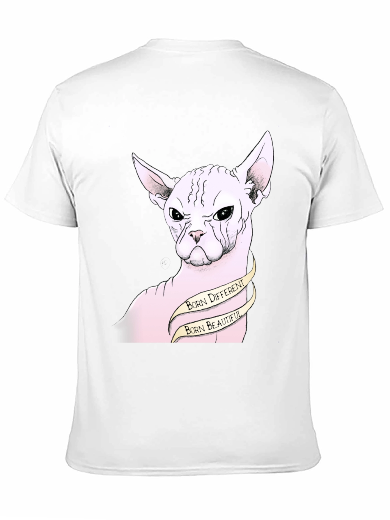 Black Unique Sphynx Cat Graphic Tee - Born Different, Beautiful view 11