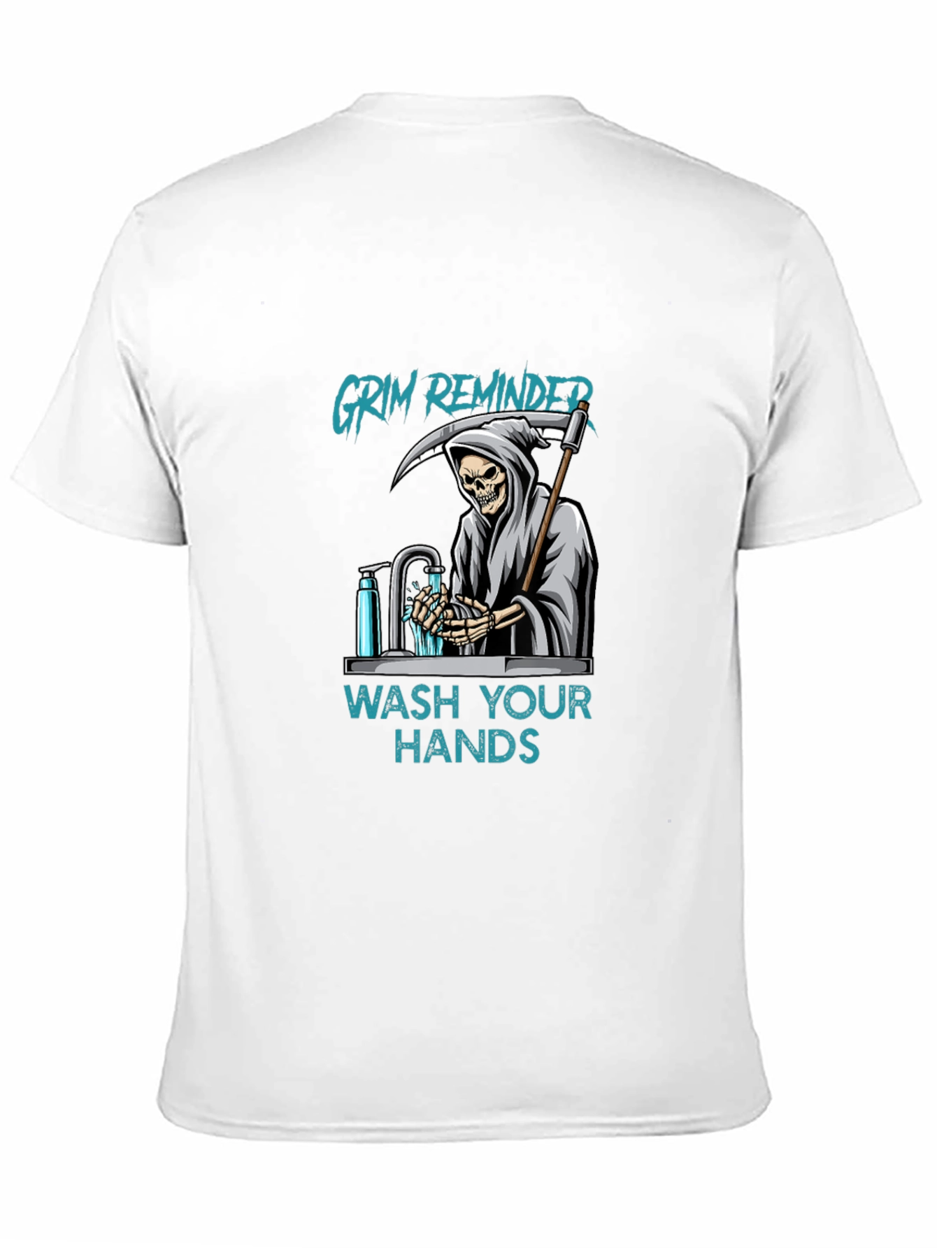 Black Grim Reminder Wash Your Hands Graphic Tee view 11
