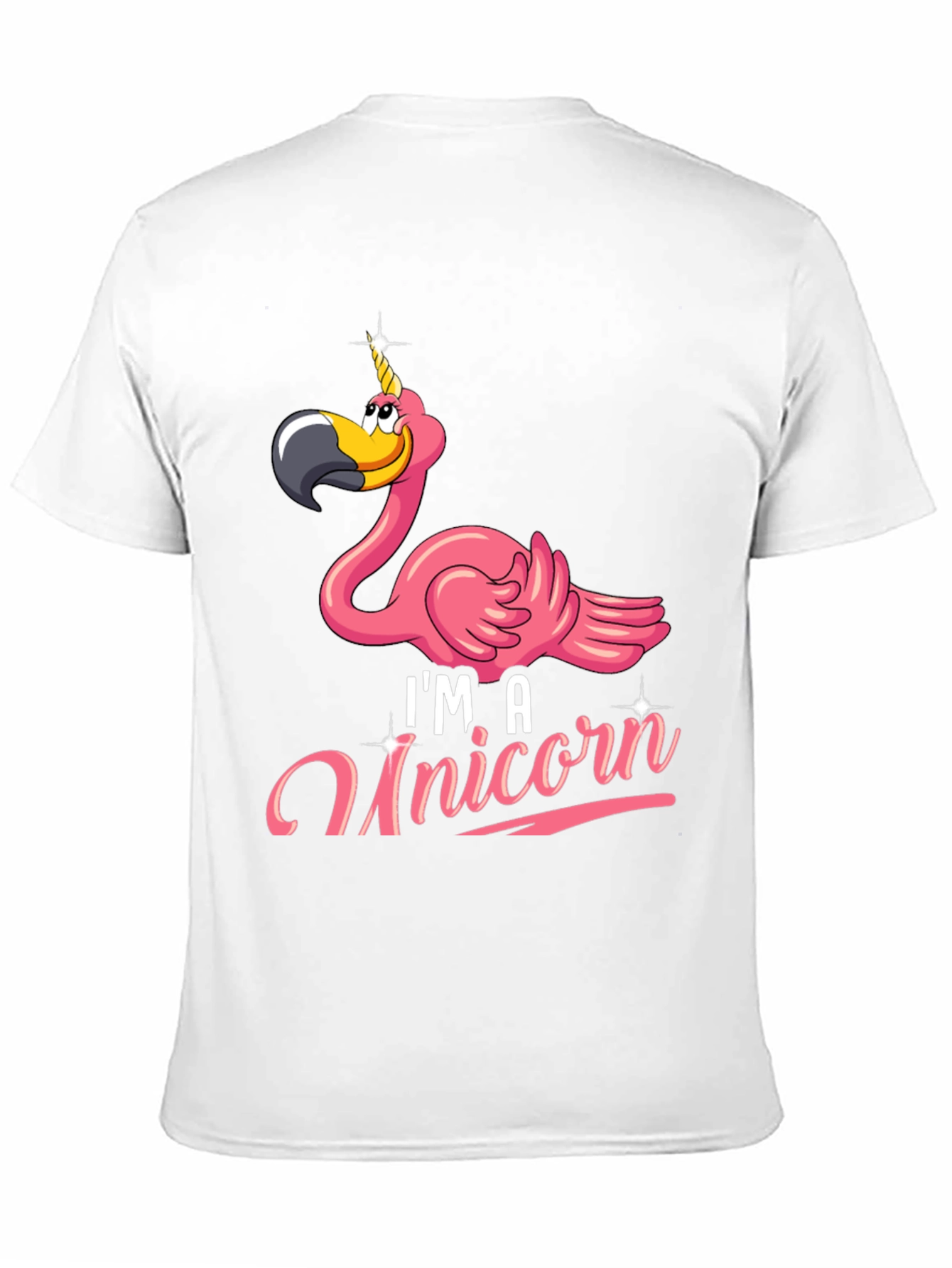 Black Funny Flamingo Unicorn Men's Black T-Shirt view 11