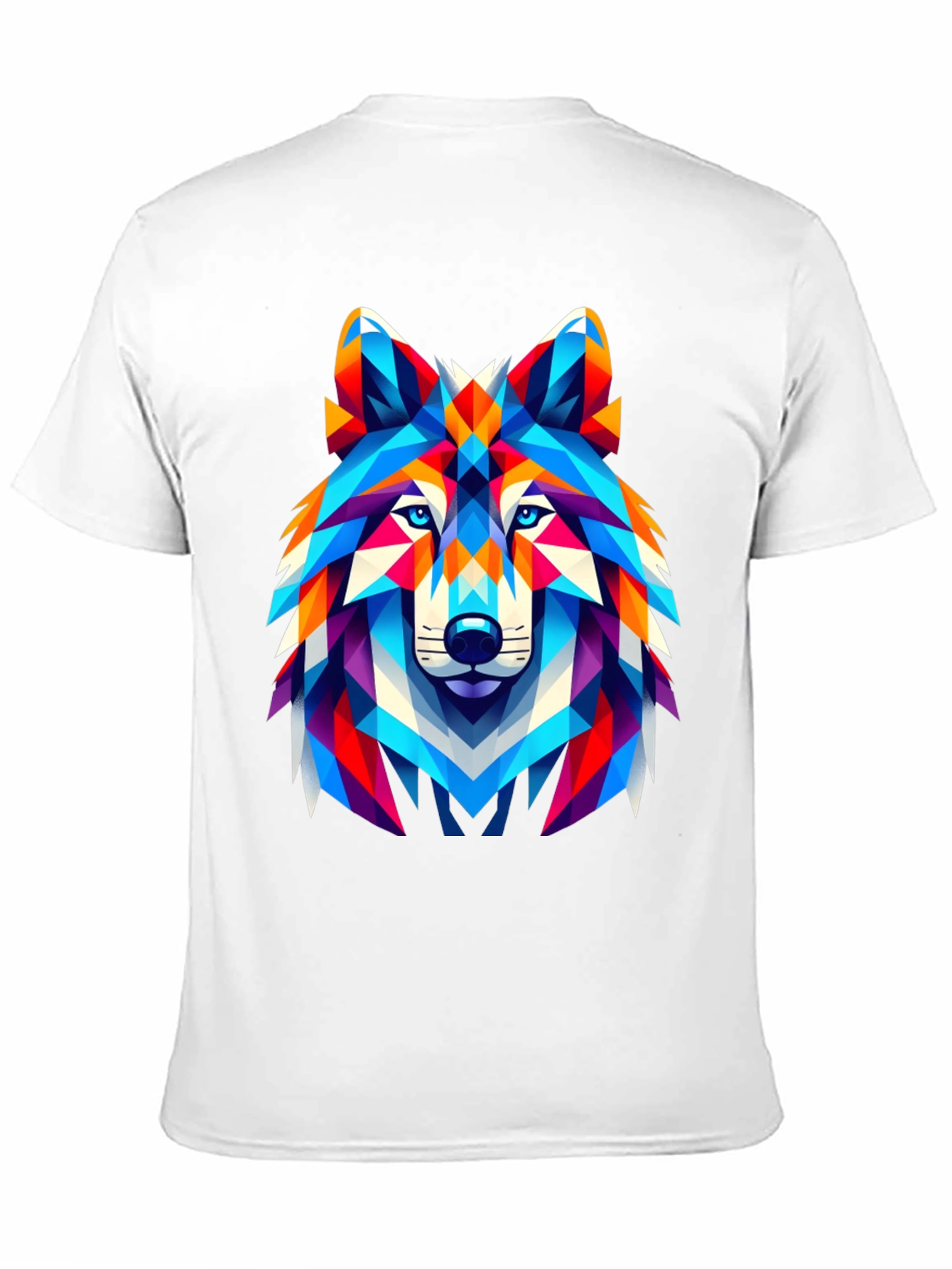 Black Geometric Wolf Head Graphic T-Shirt - Black view 11