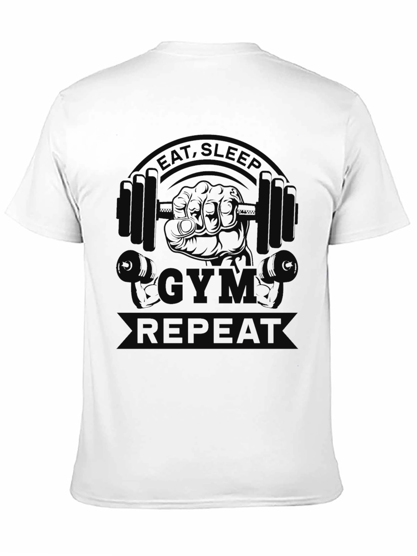 Black Eat Sleep Gym Repeat T-Shirt - Black Cotton Tee view 11