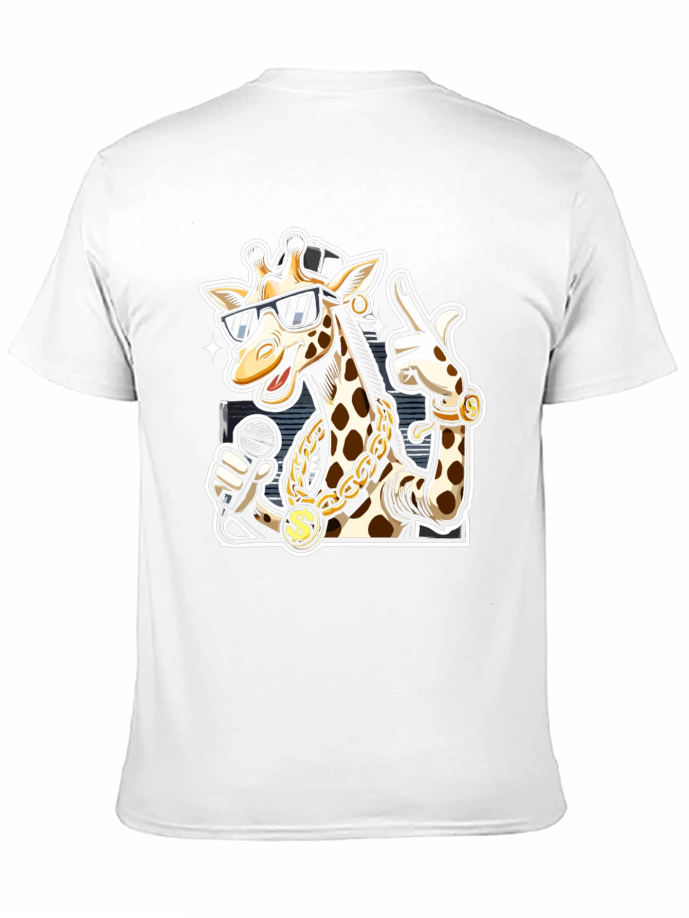 Black Rapper Giraffe T-Shirt - Funny Cartoon Graphic Tee view 11