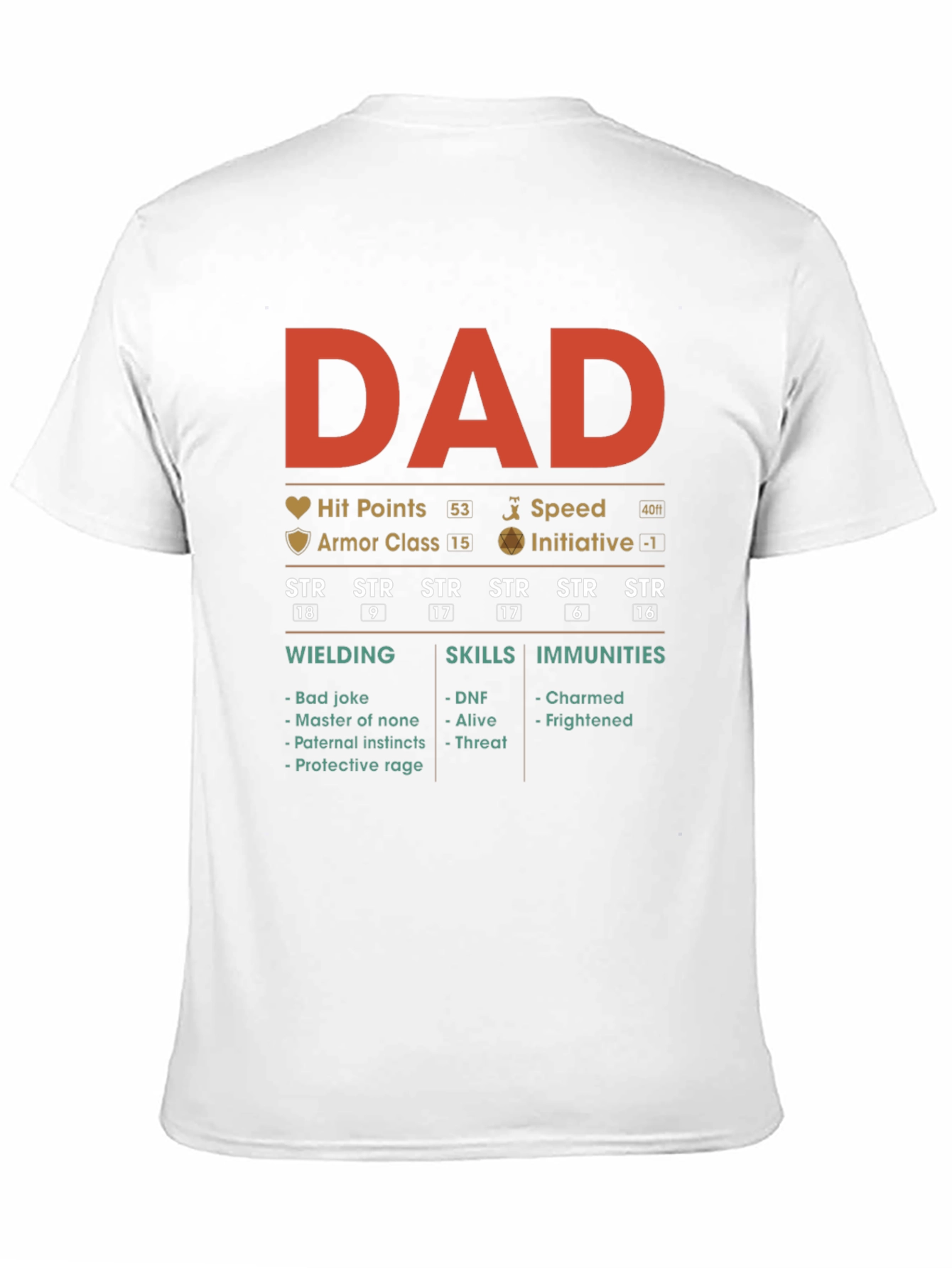 Black DAD RPG Stats T-Shirt view 11
