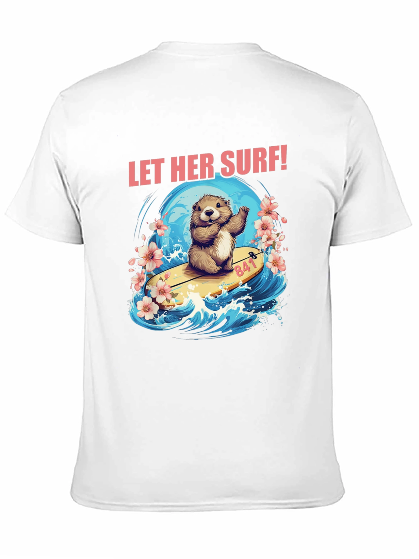 Black Let Her Surf! Graphic T-Shirt view 11