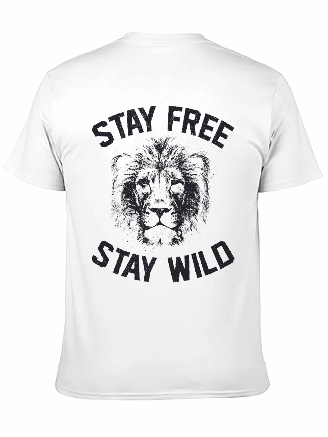 Black Stay Free Stay Wild Graphic Tee - Black Cotton Lion Print view 11
