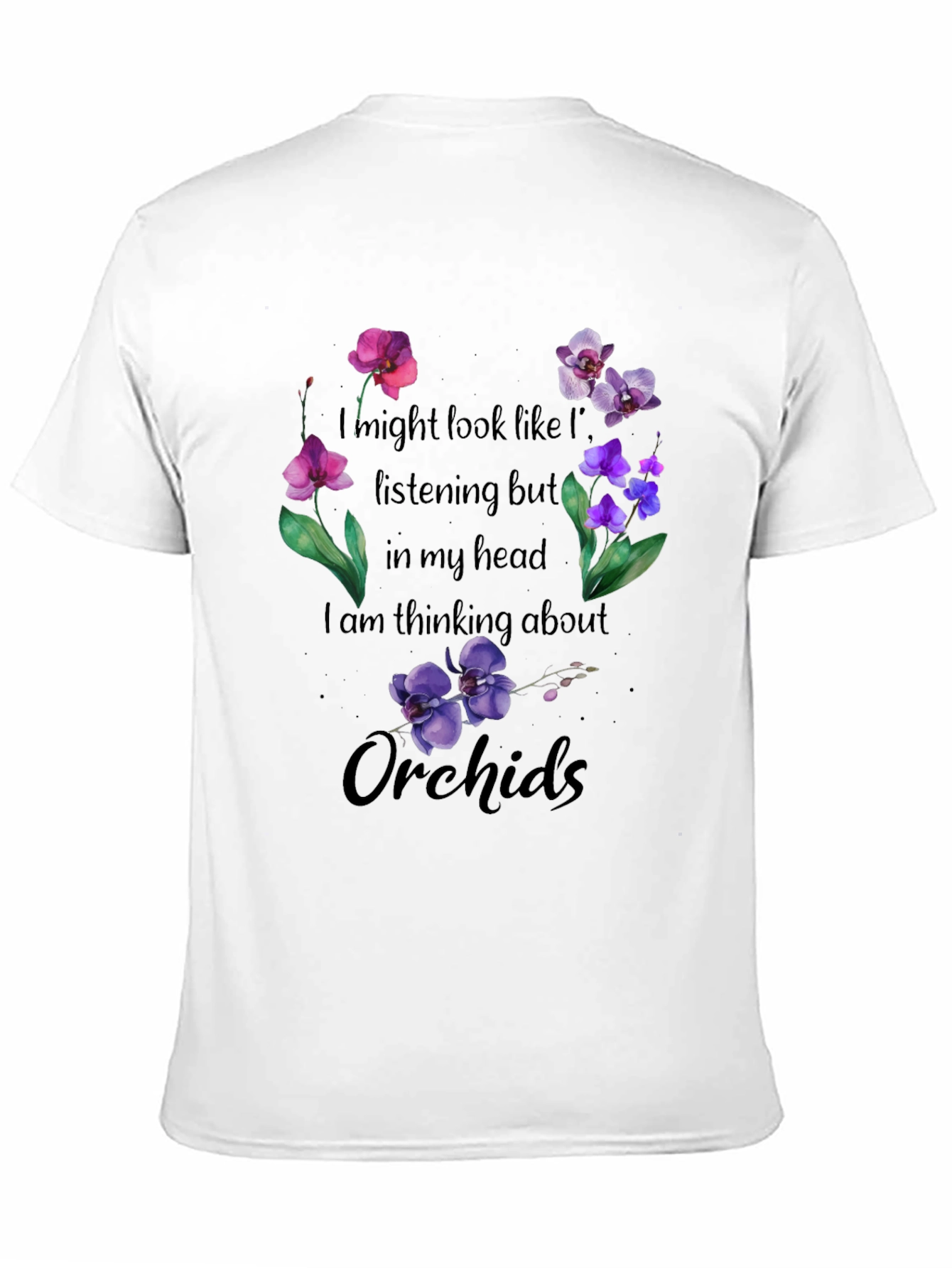 Black Thinking About Orchids T-Shirt view 11