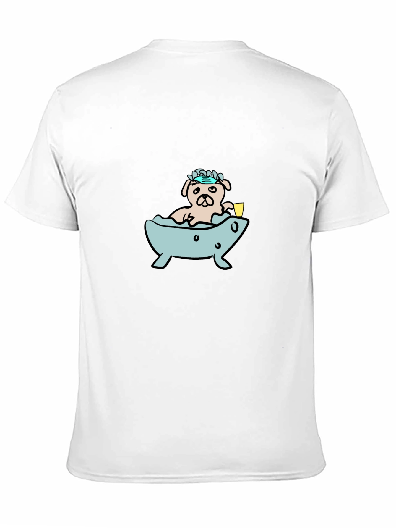 Black Pug in Tub T-Shirt - Cartoon Dog Tee view 11