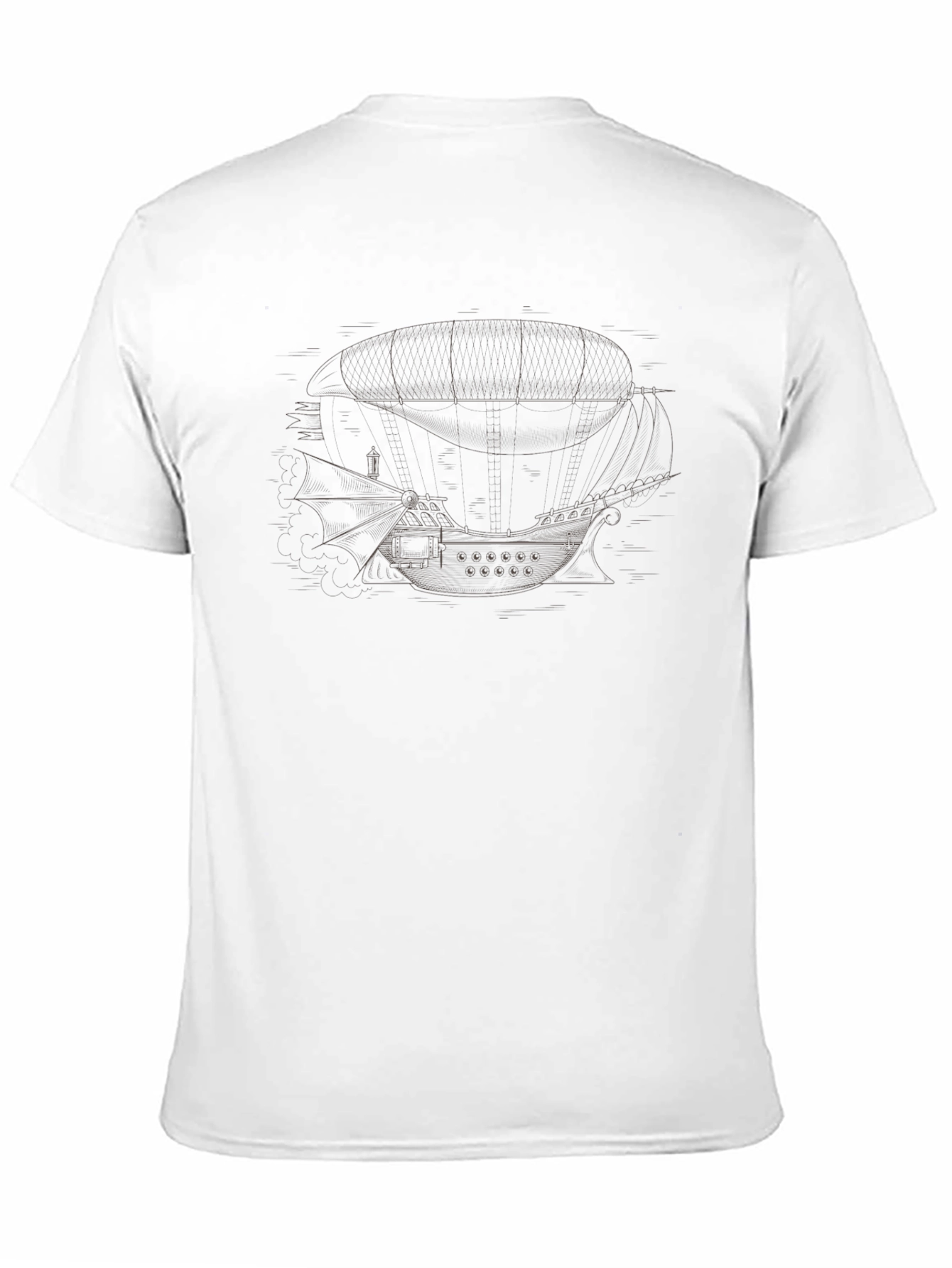 Black Steampunk Airship Graphic T-Shirt - Unique Design view 11