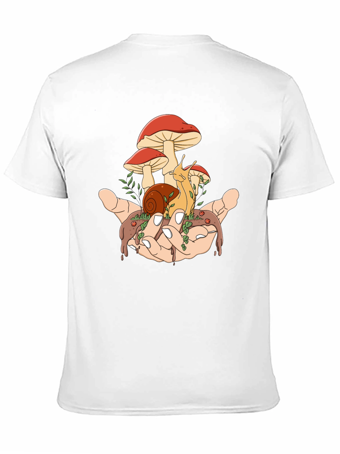 Black Mushroom Snail Hand Graphic T-Shirt view 11