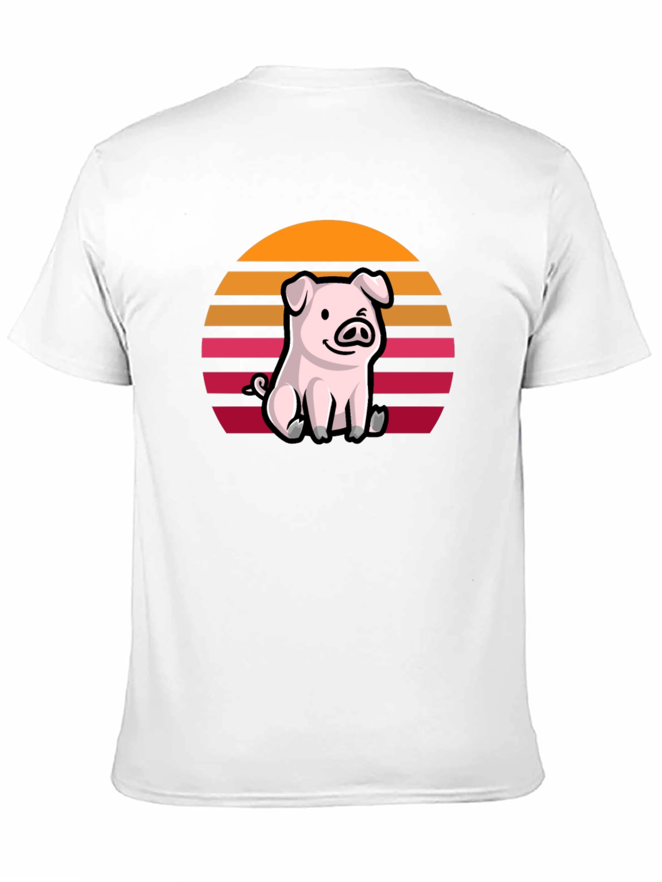 Black Cute Pig Sunset Graphic T-Shirt view 11