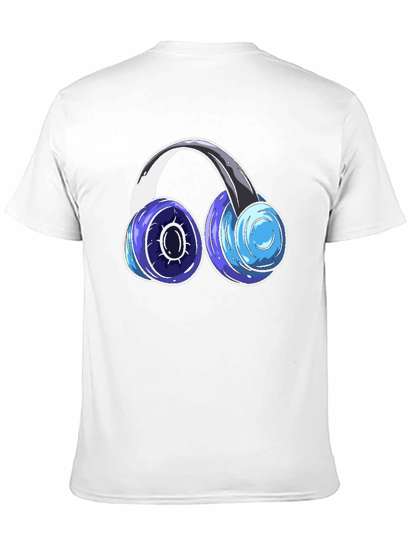 Black Cool Headphones Graphic Tee - Black Cotton Blend view 11