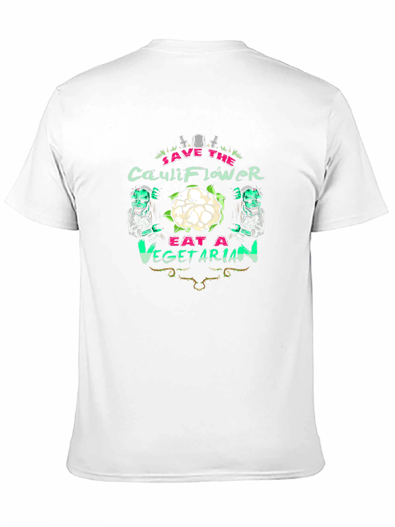 Black Save the Cauliflower Eat A Vegetarian Graphic T-Shirt view 11