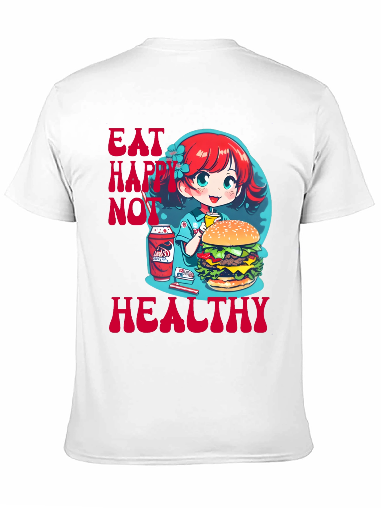 Black Eat Happy Not Healthy Graphic Tee view 11