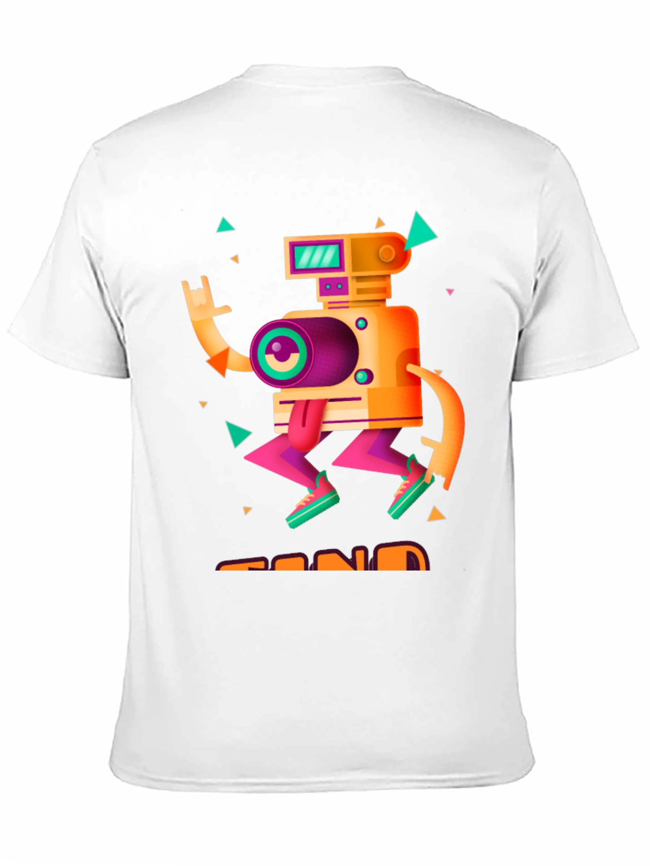 Black Retro Robot Graphic Tee - Black Cotton T-Shirt view 11