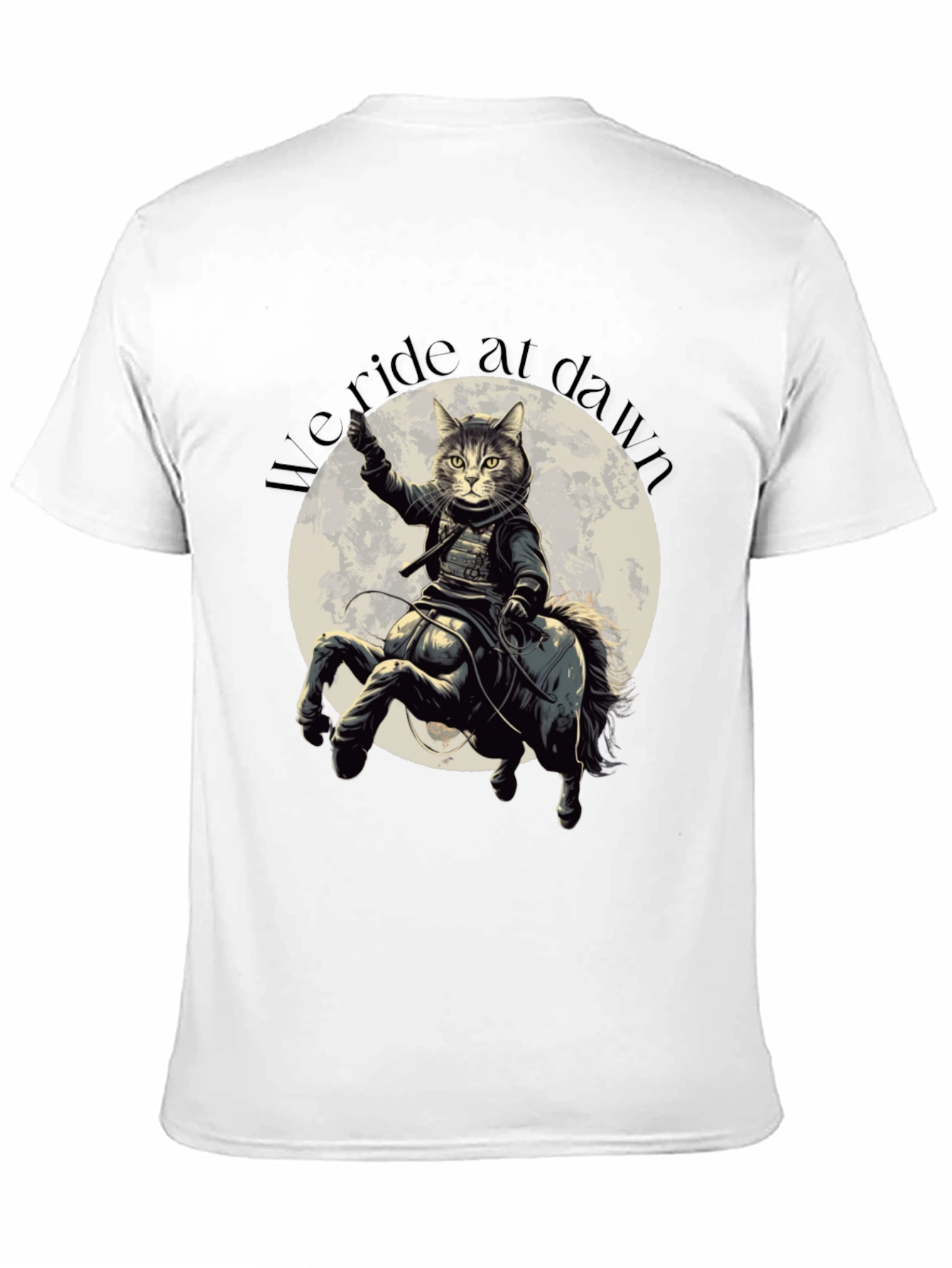 Black We Ride at Dawn Cat Centaur Graphic T-Shirt view 11