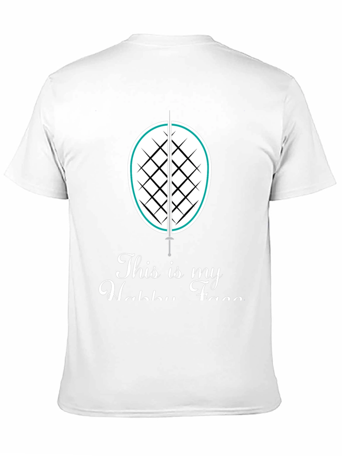 Black Fencing Hobby T-Shirt: Black Cotton Tee with Sword & Racket Design view 11