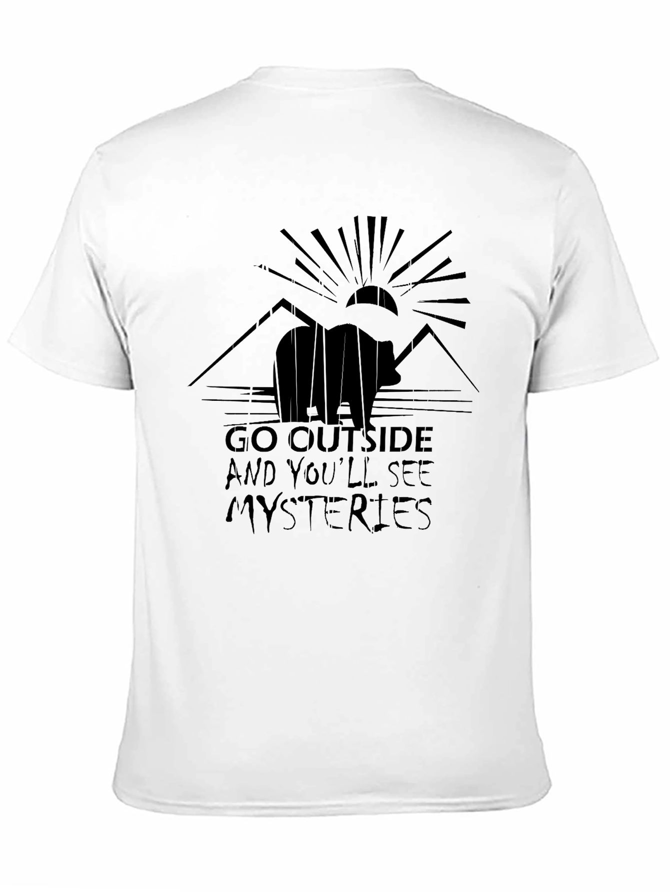 Black Outdoor Adventure Tee - Bear & Mountain Design view 11