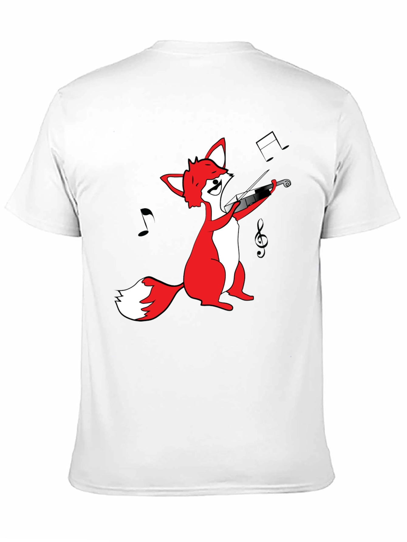Black Fox Violinist T-Shirt - Black Graphic Tee view 11