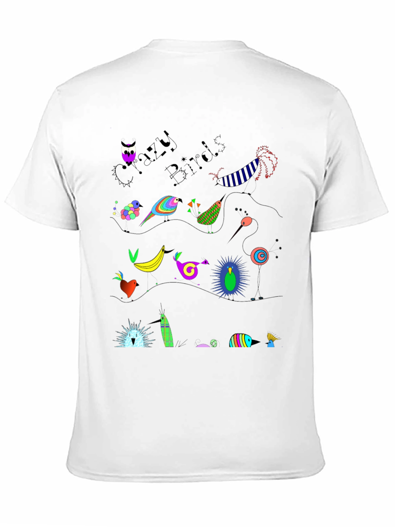 Black Crazy Birds Graphic T-Shirt view 11