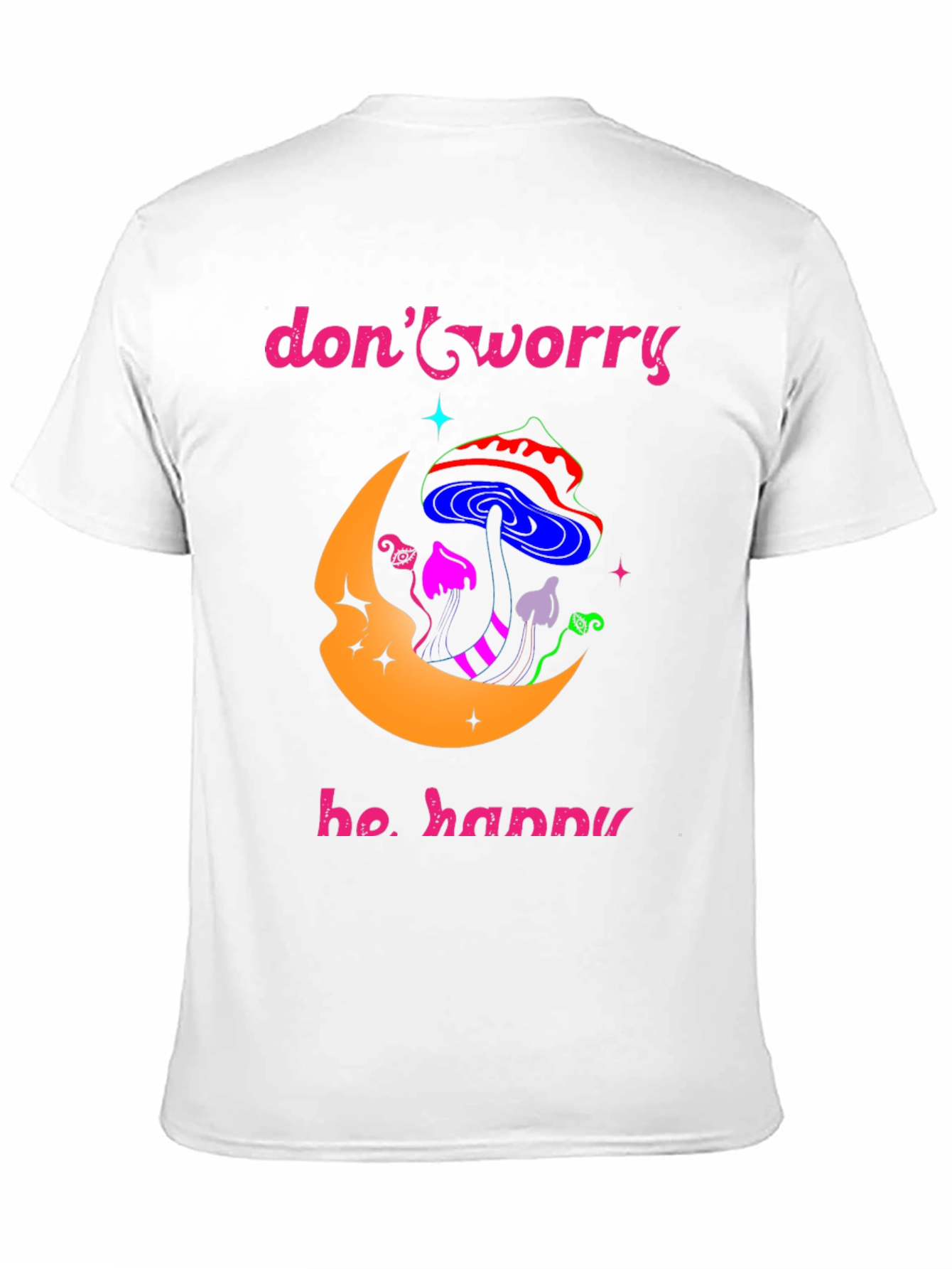Black Don't Worry Be Happy Graphic T-Shirt view 11