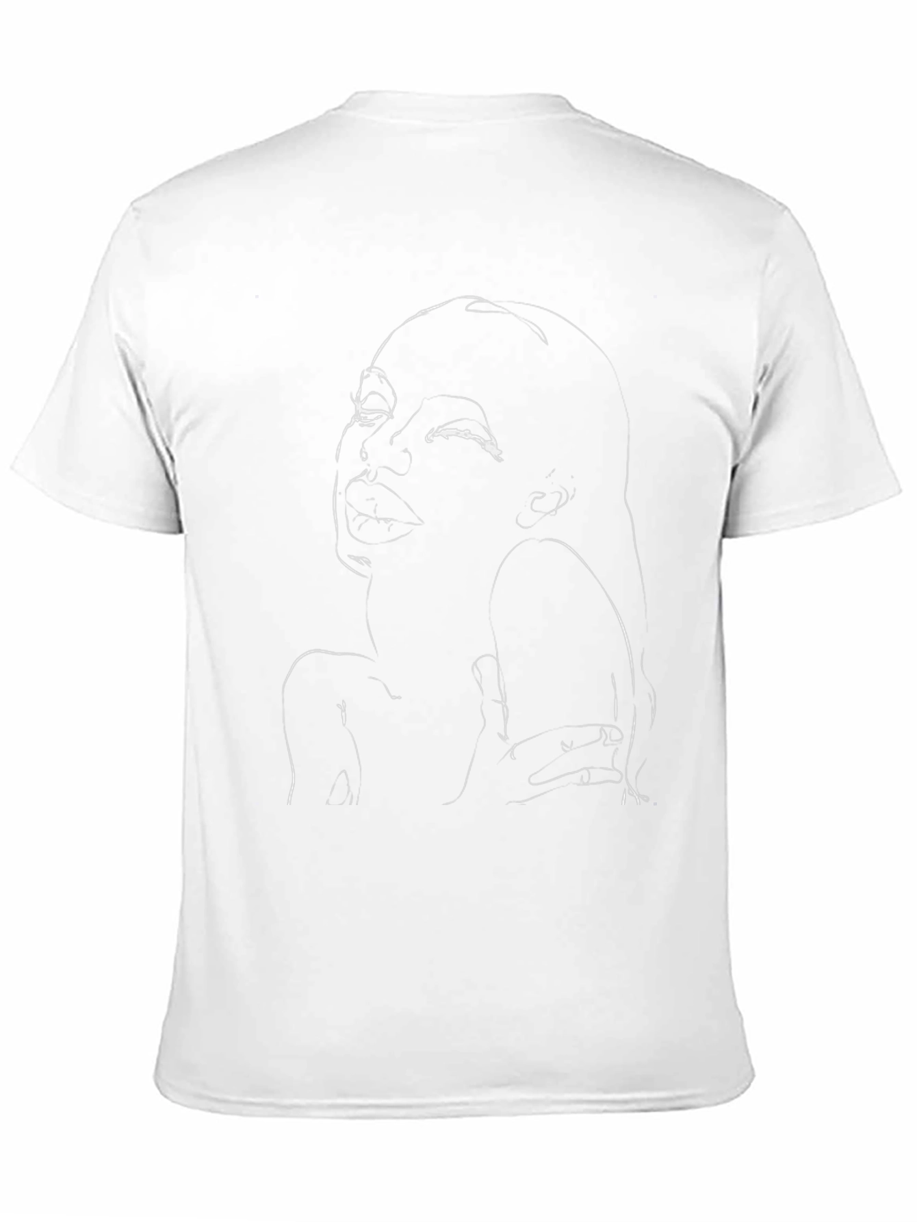Black Abstract Line Art Face Graphic Black T-Shirt view 11