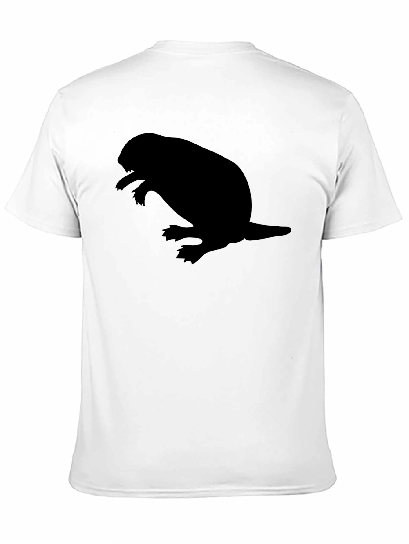 Black Men's Black T-shirt with Beaver Silhouette Graphic view 11