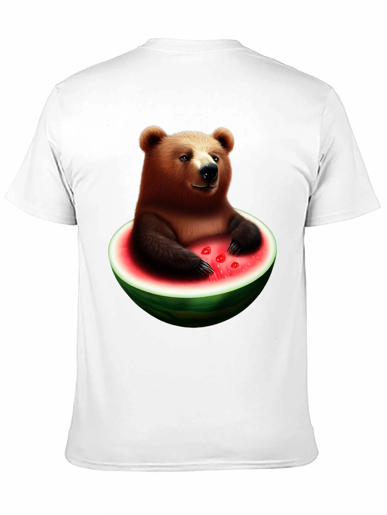 Black Bear in Watermelon Men's Black T-Shirt view 11
