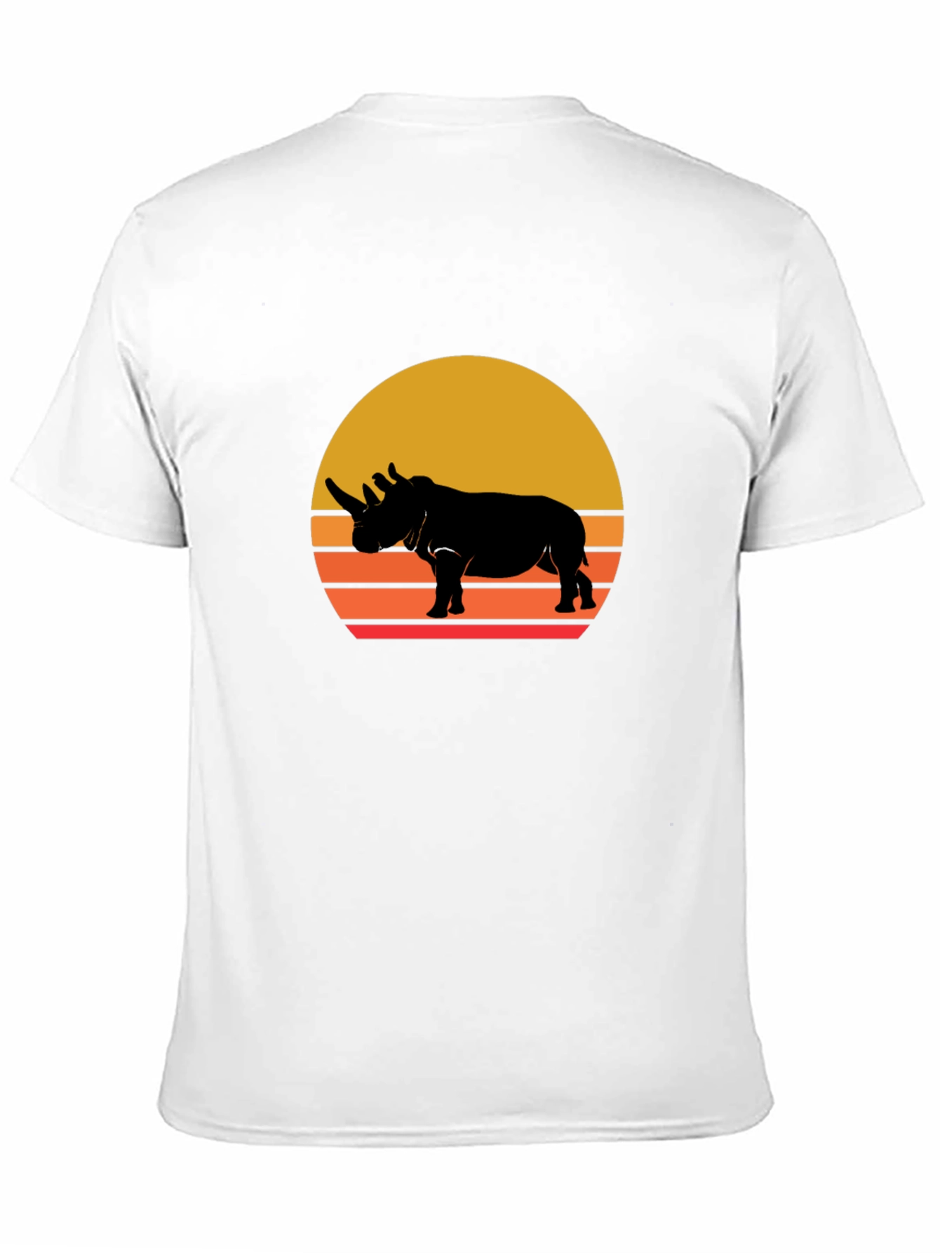 Black Retro Rhino Sunset T-Shirt view 11